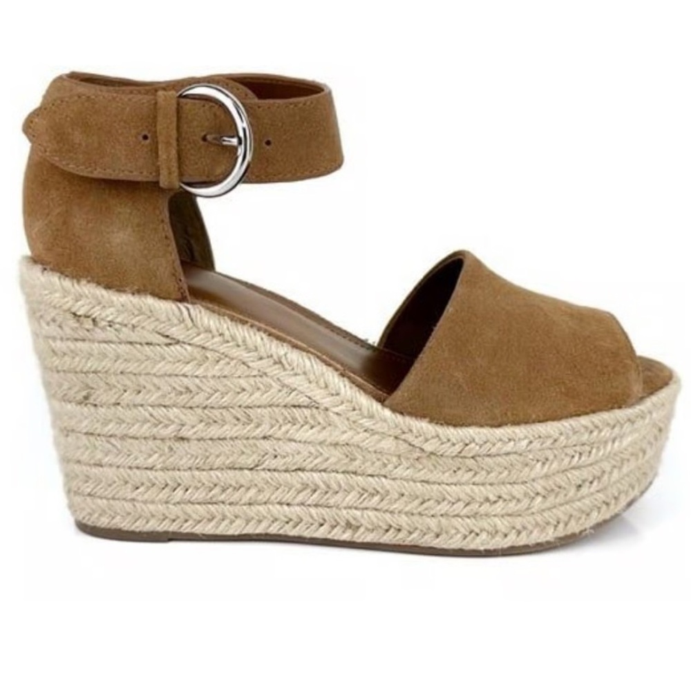 Marc Fisher‎ LTD Suede Espadrille Wedge Sandals Tan – Women’s 8.5